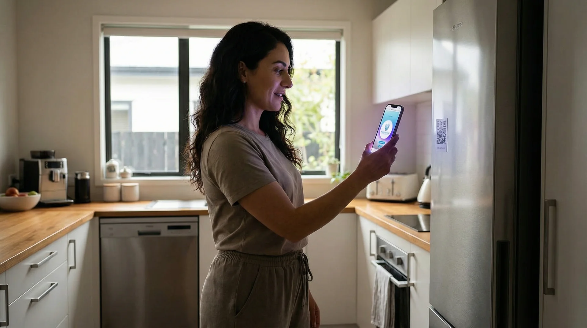 Appliance showroom representative using Help Genie on phone