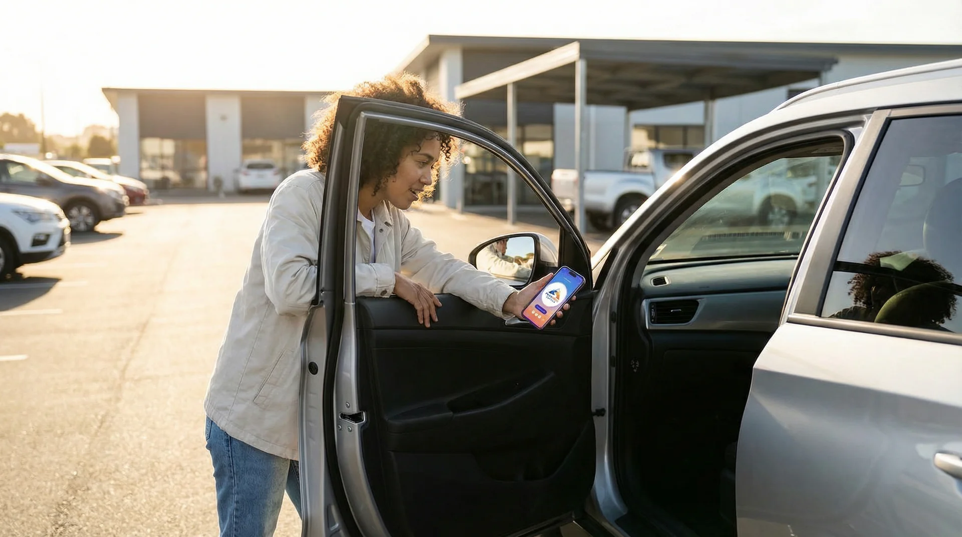 Person learning about rental car features with Help Genie