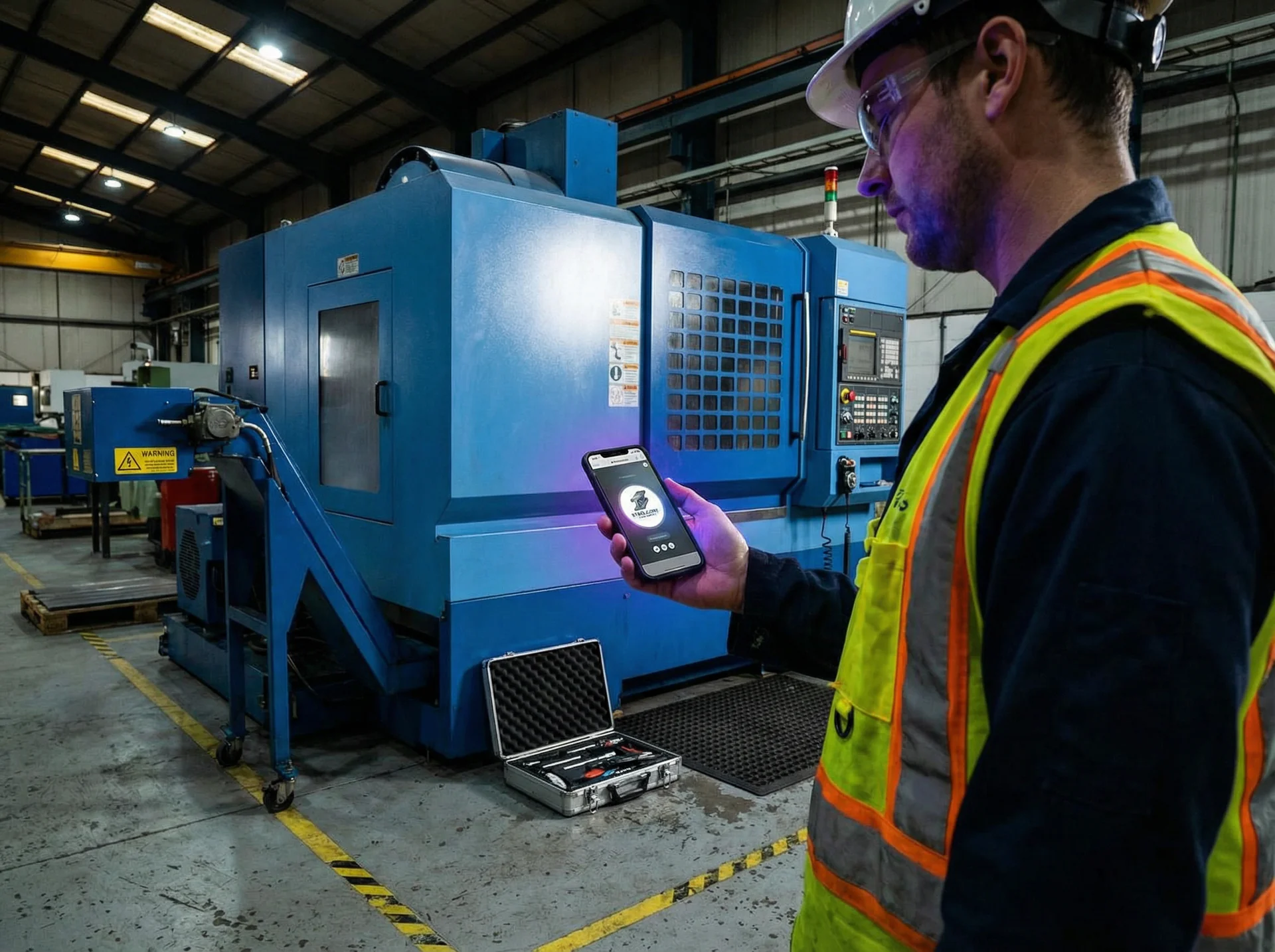 Service technician reviewing AI-generated equipment report before dispatching to a plant