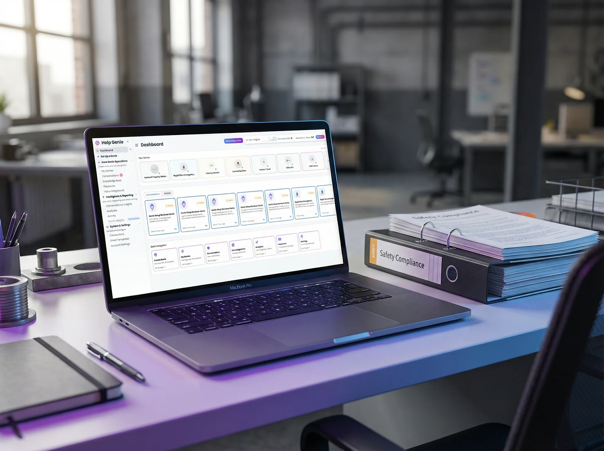 Safety compliance documentation system showing timestamped call records and escalation paths