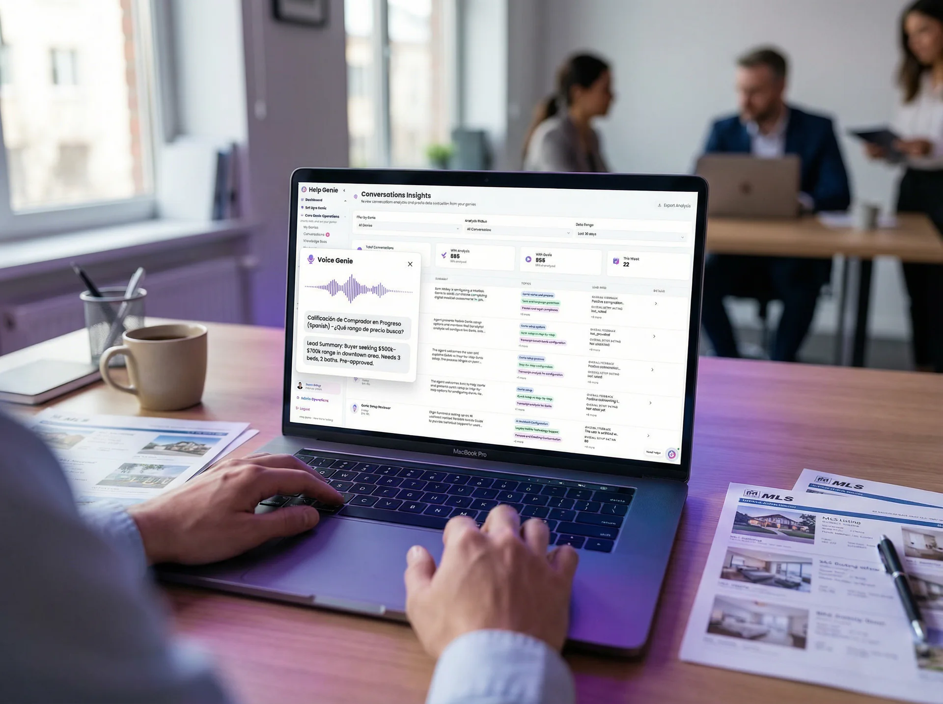 Real estate voice genie conducting a buyer qualification call in Spanish with translated lead summary for the English-speaking agent