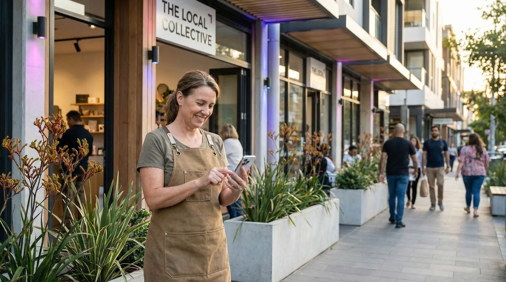 Small business owner looking at phone analytics showing missed calls converted to bookings with an AI receptionist