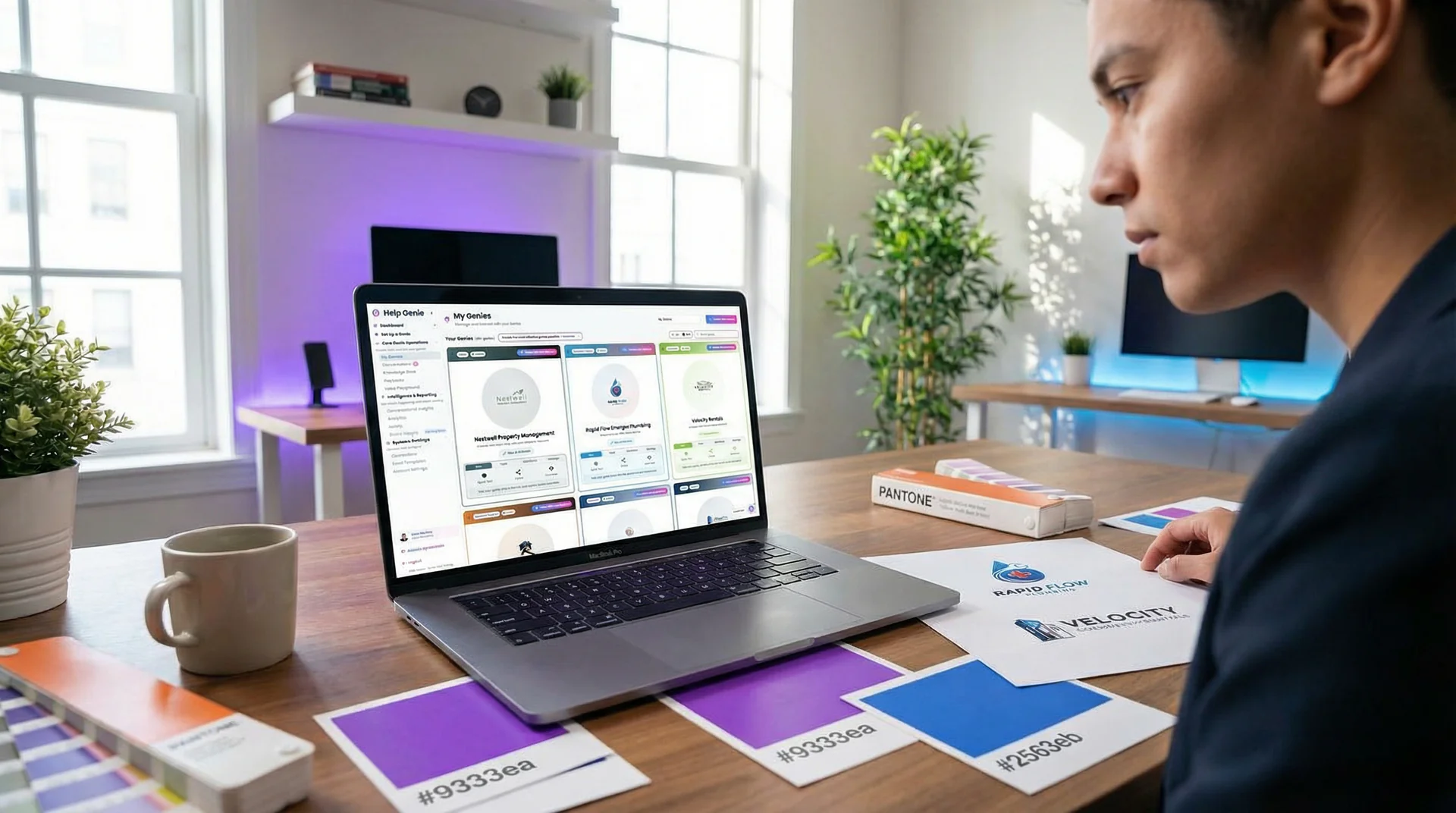 Branded voice genie agent page displayed on laptop and mobile devices