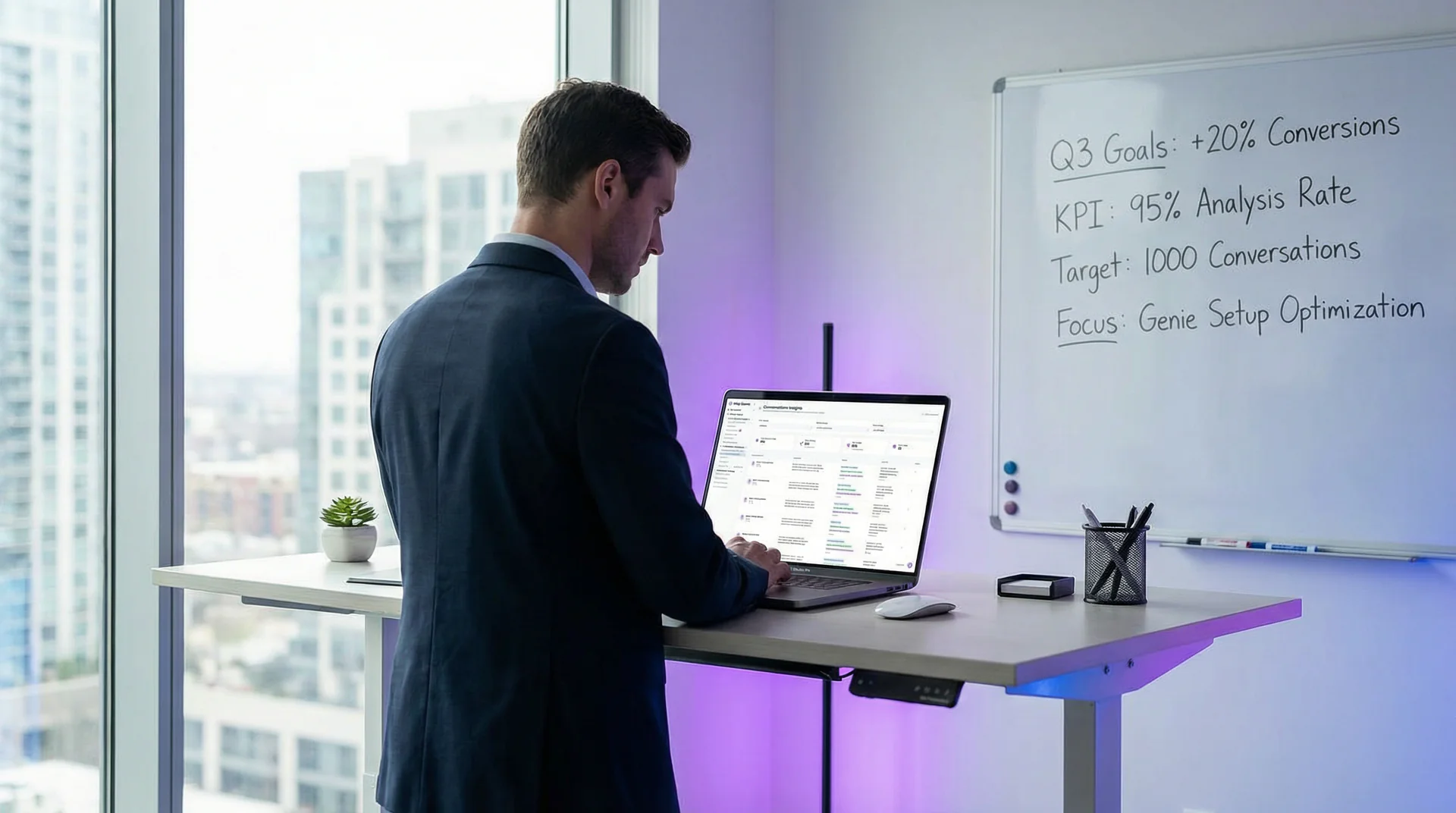 Business owner configuring lead capture fields in a voice genie dashboard