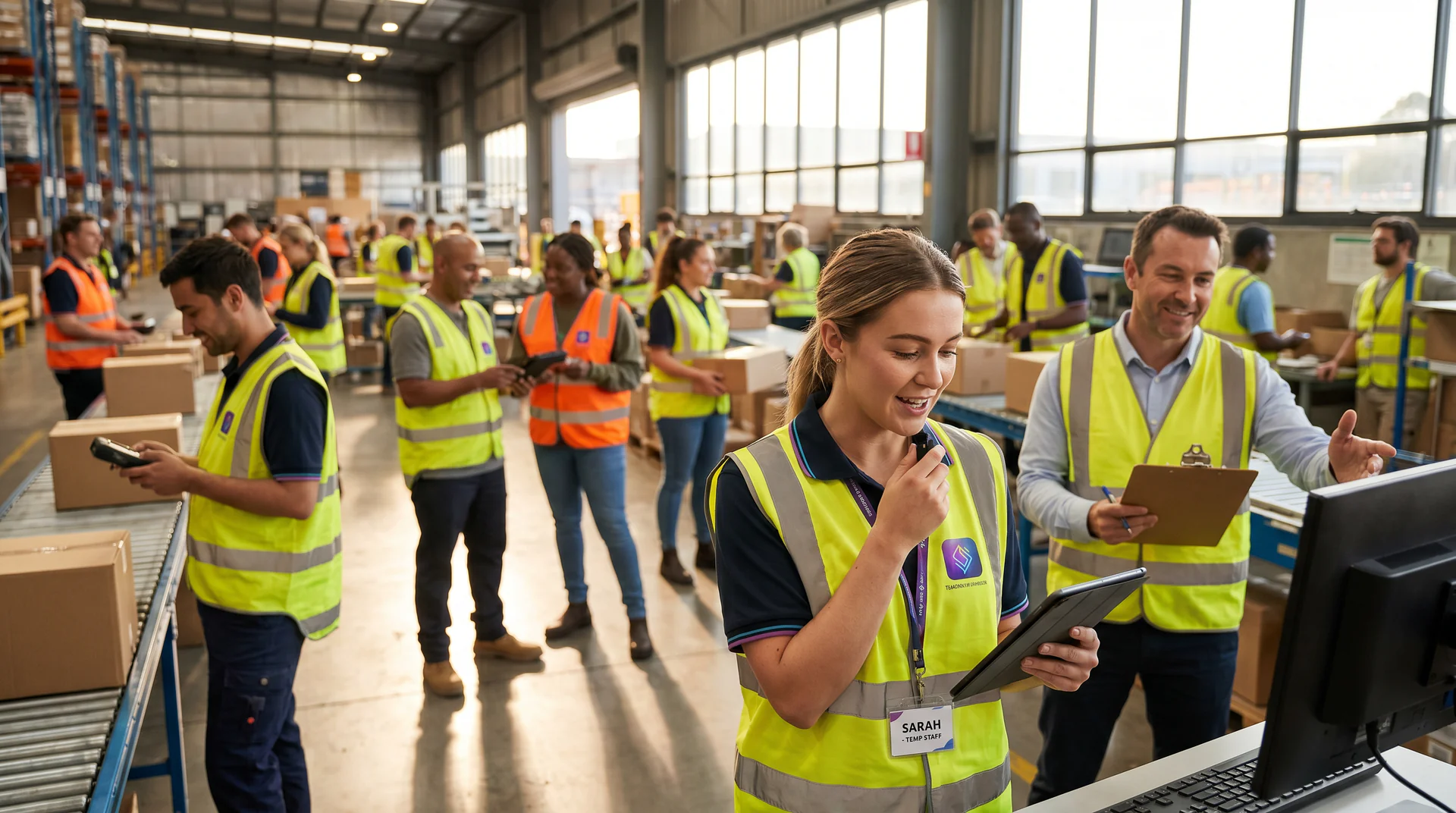 Voice AI for peak season temp staff. Deploy a genie on every name badge so 200 new hires get instant answers without a six-hour induction nobody finishes.