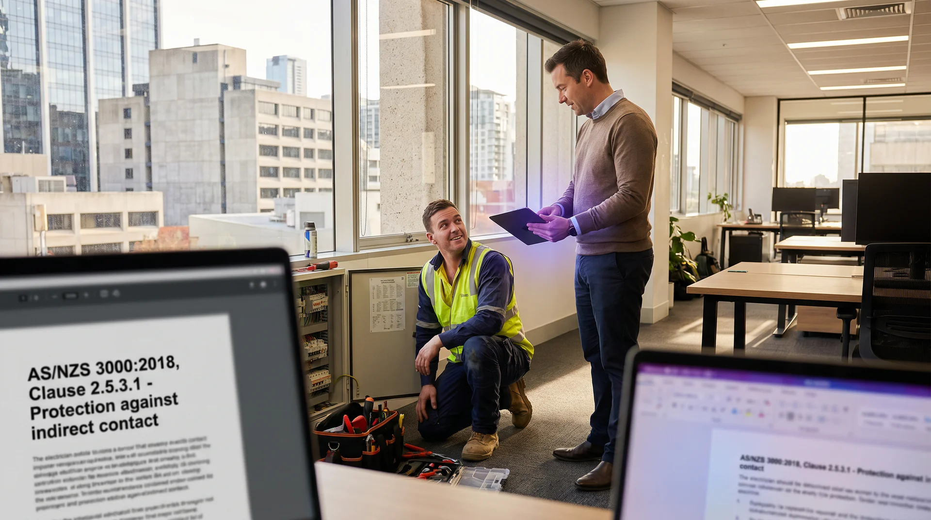 When a sparky mid-job needs the current AS/NZS 3000 clause, guessing costs half a day. A genie delivers the answer with the clause reference, on the spot.
